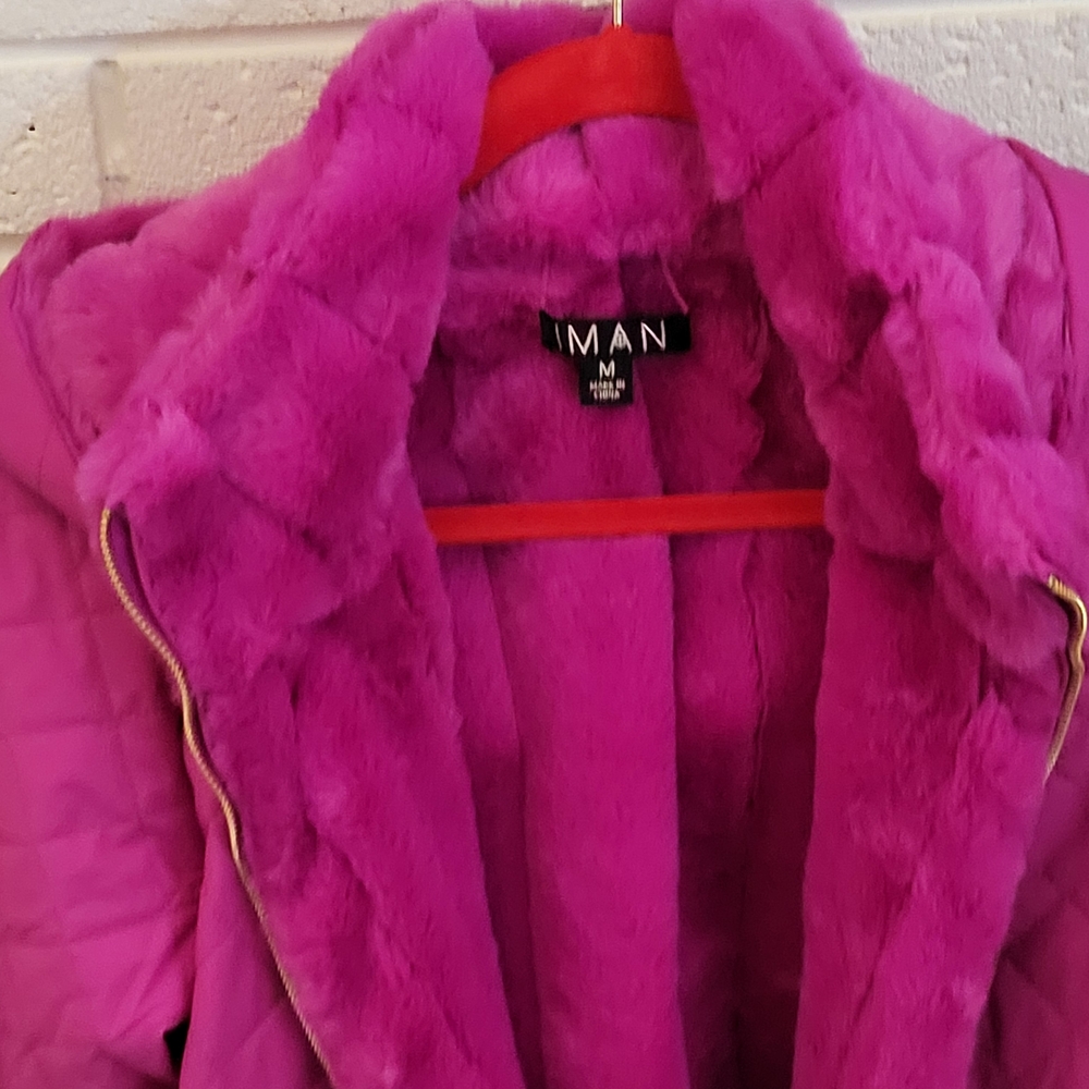 IMAN Women's Vibrant Fuchsia Teddy Jacket